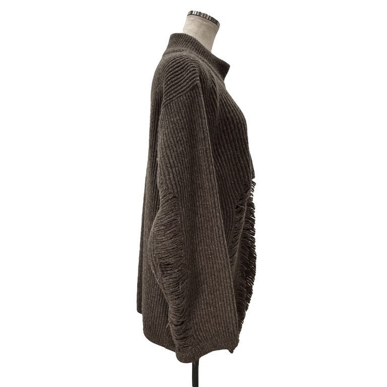 ISSEY MIYAKE 81AW ボタンアップフリンジデザインモックネックプルオーバーニットセーター トップス Archive 80s イッセイミヤケ レディース