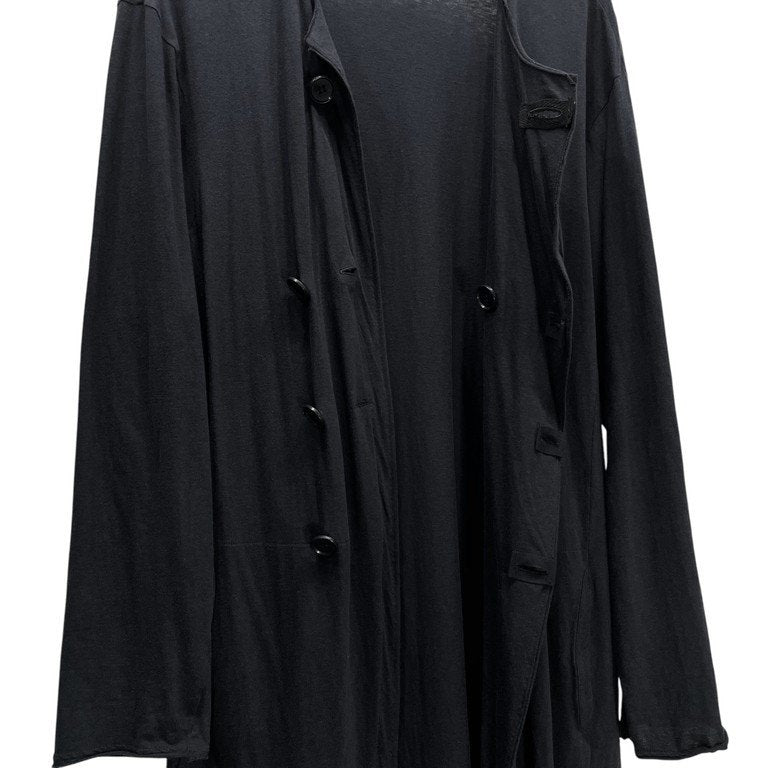 Yohji Yamamoto Pour Homme 12SS 天竺ダブルブレスト裁ち切りノーカラーカットソージャケット カットオフ カーディガン Archive 袴期 ハカマ ヨウジヤマモトプールオム メンズ