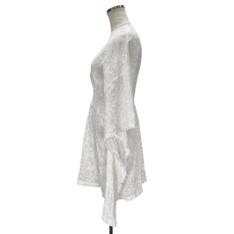 LIMI feu フラワーレースシャーリングガーゼチュニック トップス ブラウス シャツ 花柄 刺繍 ギャザー Yohji Yamamoto リミフゥ ヨウジヤマモト レディース