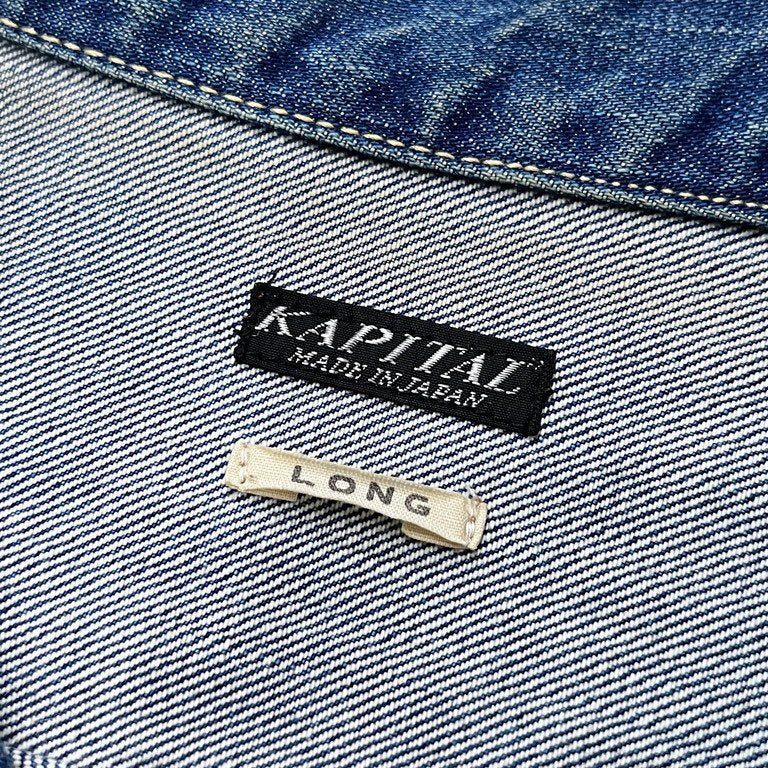 KAPITAL 19SS 14ozデニム ウエスターナー LONG ウォッシュ加工スマイリーロゴ刺繍デニムトラッカージャケット スマイル ブルゾン アウター Archive Size 42 キャピタル メンズ