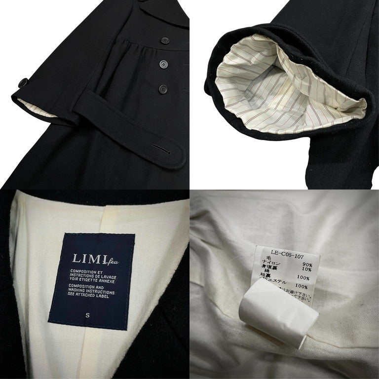 LIMI feu ウールメルトンボリュームギャザーダブルブレストロングコート ジャケット ブルゾン アウター Yohji Yamamoto Femme リミフゥ ヨウジヤマモト レディース