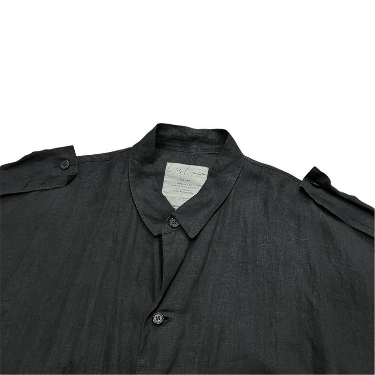 Yohji Yamamoto Pour Homme 85SS リネンポプリンキモノスリーブロングコート 着物袖 Archive 80s 最初期 丸文字ロゴ 希少 レア ジャケット ブルゾン アウター ヨウジヤマモトプールオム メンズ
