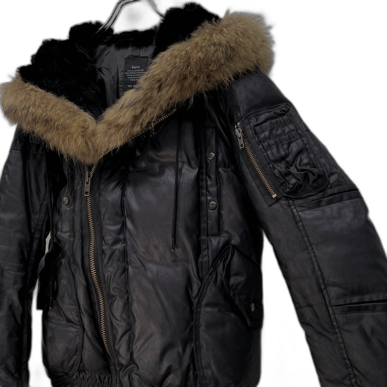 bajra ラビットファーライナーラクーンファーN-2Bダウンジャケット ブルゾン コート アウター ミリタリー バジュラ メンズ