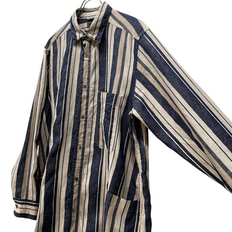 Nigel Cabourn 21SS LINEN STRIPE SLEEP SHIRT リネンストライプスリーピングシャツ パジャマシャツ ブラウス トップス ナイジェルケーボン メンズ