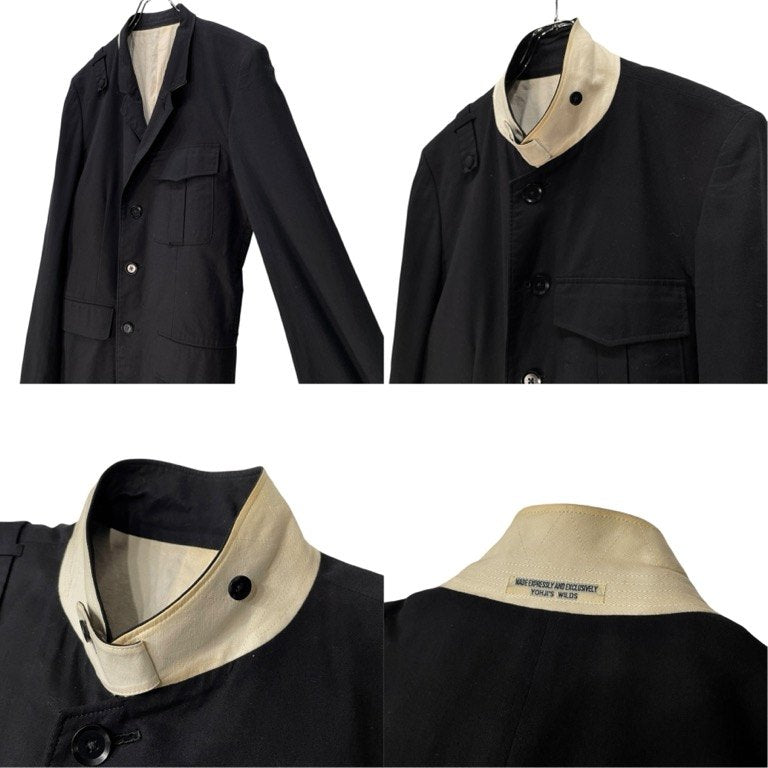 REGULATION Yohji Yamamoto MEN 14SS フロント切替ショルダーストラップ4Bテーラードジャケット ブレザー スタンドカラー ブルゾン コート アウター レギュレーション ヨウジヤマモト メン メンズ