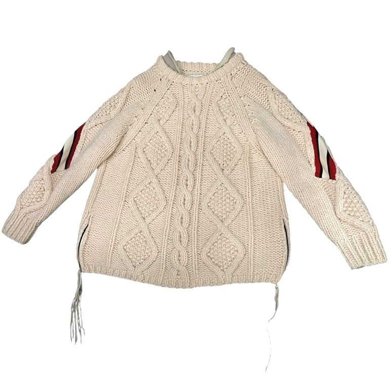 FACETASM 17AW RIB HAND KNIT SWEATER ショルダーラインサイドジップオーバーサイズケーブルニットセーター ムートンレザー フィッシャーマン トップス CHG-KN-U06 ファセッタズム メンズ