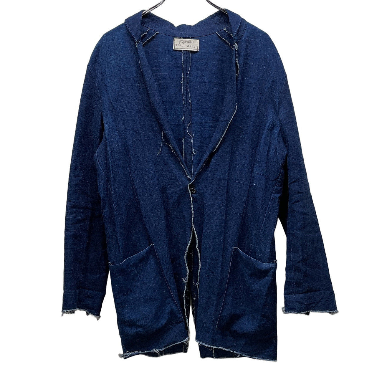 PROPOSITION READY-MADE INDIGO DYED LINEN CUT-OFF TAILORED JACKET インディゴダイリネンカットオフテーラードジャケット プロポジション メンズ