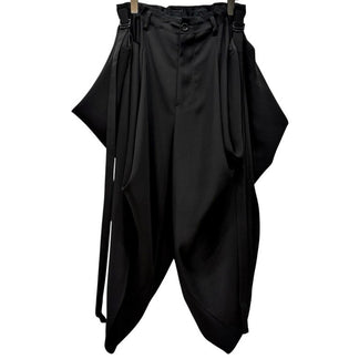 LIMI feu 25AW DOUBLE SATIN PANTS WITH D-RINGS ポリエステルダブルサテンボンテージパンツ サイドベルト ボトムス 定価70,400円 LL-P21-910 Yohji Yamamoto Femme ヨウジヤマモトファム リミフゥ レディース