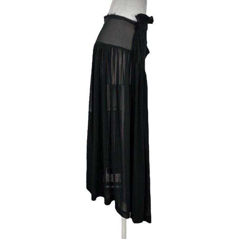 COMME des GARCONS 02AW シフォンニットドッキングレイヤードカットオフシースルーギャザースカート Archive Knitting is Free ボトムス コムデギャルソン レディース