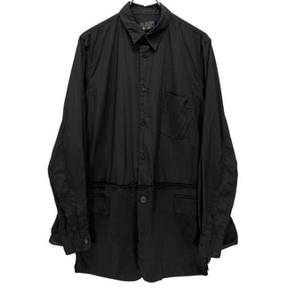 BLACK COMME des GARCONS 20SS テーラードジャケットドッキングオーバーサイズカットオフポリエステルシャツ ブラウス ブラック コムデギャルソン メンズ レディース ユニセックス