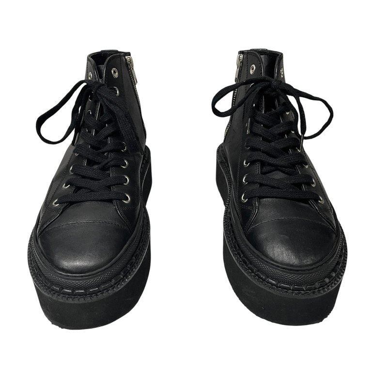 Y's 19SS ボリュームソールサイドジップレザーハイカットスニーカーブーツ 厚底 レースアップシューズ 靴 クツ Yohji Yamamoto Femme ヨウジヤマモトファム ワイズ レディース