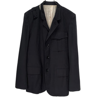 REGULATION Yohji Yamamoto MEN 14SS フロント切替ショルダーストラップ4Bテーラードジャケット ブレザー スタンドカラー ブルゾン コート アウター レギュレーション ヨウジヤマモト メン メンズ