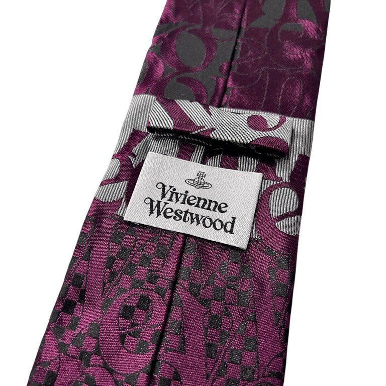 Vivienne Westwood オーブ刺繍総柄ロゴシルクネクタイ 小物 アクセサリー ストライプ チェック ヴィヴィアンウエストウッド メンズ
