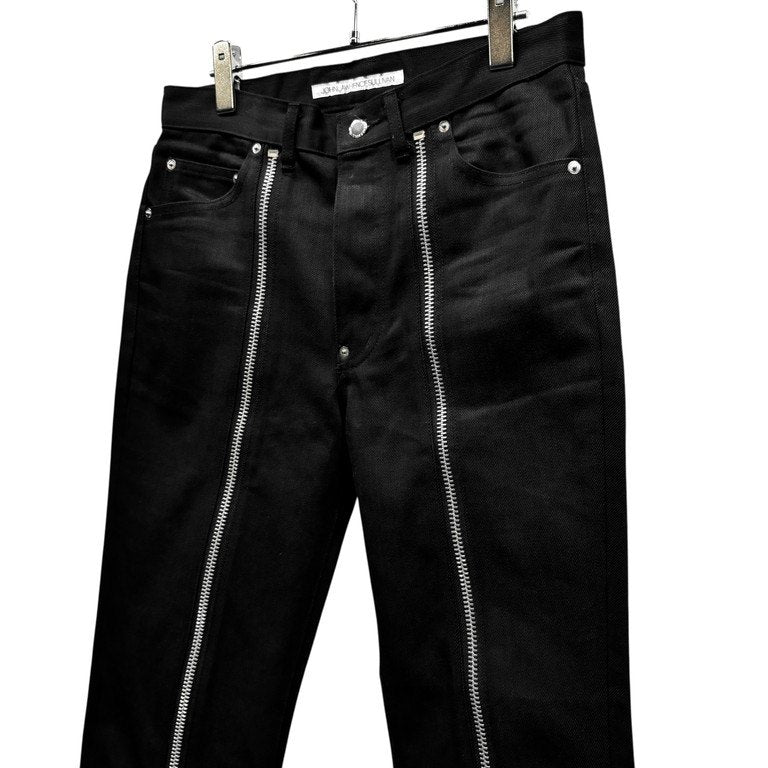 JOHN LAWRENCE SULLIVAN Rigid Denim Zipped Pants リジッドブラックデニムフロントジップパンツ ボトムス ジーンズ 定価44,000円 ジョンローレンスサリバン メンズ