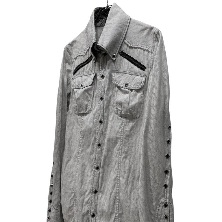 L.G.B. デタッチャブルカラーマルチボタンカットオフレオパードウエスタンシャツ ブラウス トップス 総柄 チェック ルグランブルー メンズ