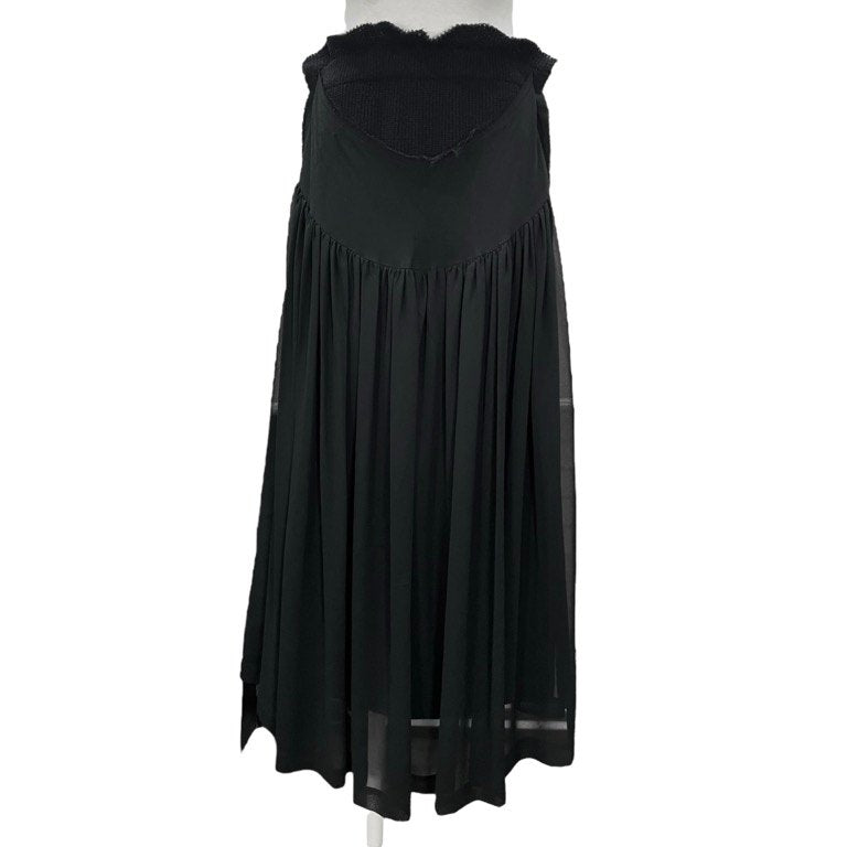 COMME des GARCONS 02AW シフォンニットドッキングレイヤードカットオフシースルーギャザースカート Archive Knitting is Free ボトムス コムデギャルソン レディース
