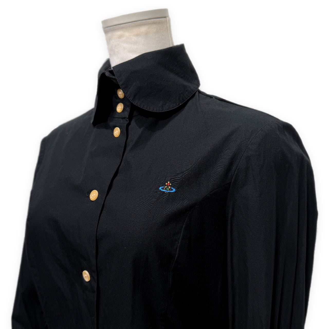 Vivienne Westwood オーブ刺繍丸襟チンカラーショートシャツ ブラウス トップス Archive 90s ヴィヴィアンウエストウッド レディース