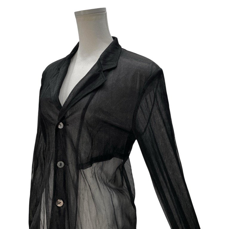 COMME des GARCONS シースルー裾ジップドローストリングテーラードジャケット Archive 90s メッシュ ブルゾン アウター コムデギャルソン レディース