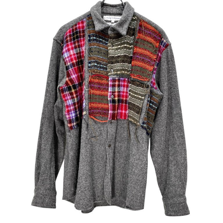 COMME des GARCONS SHIRT 縮絨ウールカットオフパッチワークシャツ Archive 90s ブラウス トップス コムデギャルソンシャツ メンズ