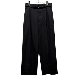 LOEWE Wide-Cut Belted Low-Crotch Trousers コットンギャバジンワイドカットロークロッチベルテッドパンツ サルエル トラウザーズ ペインター ボトムス スラックス ベルト ロエベ メンズ