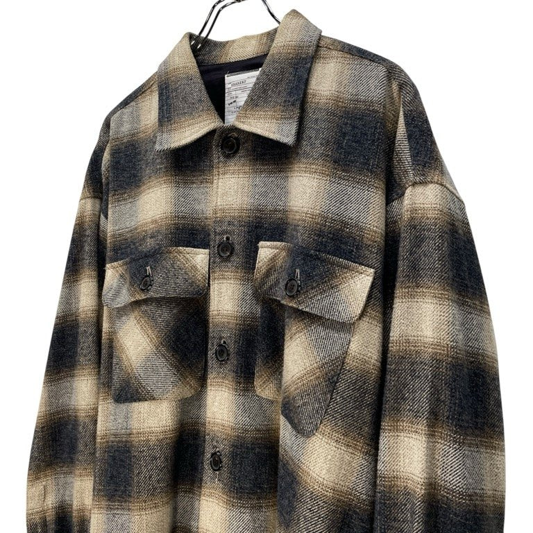 SHAREEF STUDIOUS別注 INSTRUCTIONS刺繍オーバーサイズチェックフランネルシャツ ダブルポケット ブラウス トップス シャリーフ メンズ