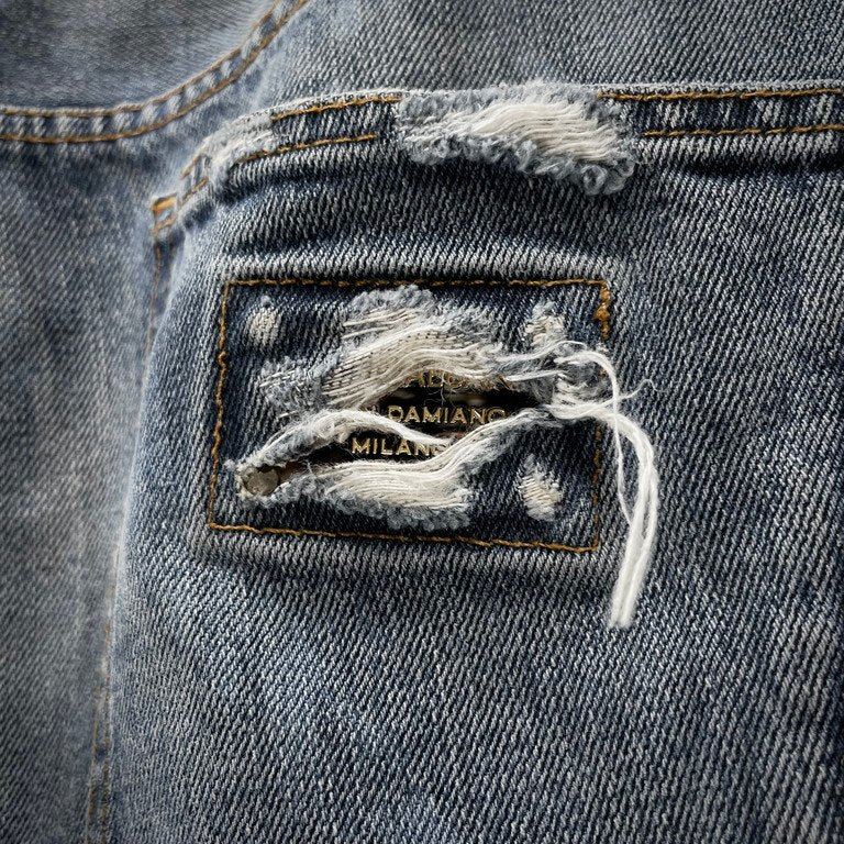 DOLCE&GABBANA バックプレートダメージ加工5ポケットデニムパンツ ジーンズ ボトムス D&G Archive ドルチェアンドガッバーナ メンズ