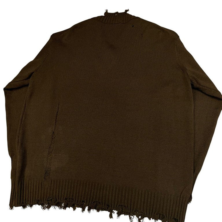 S'YTE Yohji Yamamoto 7G BULKY WOOL DAMAGE V NECK PULLOVER ミドルゲージVネックダメージニットセーター カットオフ トップス UM-K48-613 サイト ヨウジヤマモト メンズ レディース ユニセックス