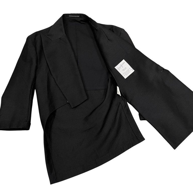 Yohji Yamamoto Femme 01SS ピークドラペル変形カットアシンメトリー1Bテーラードジャケット Archive ブレザー ブルゾン コート アウター ヨウジヤマモトファム レディース