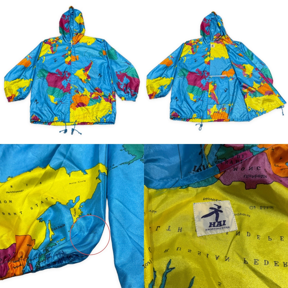 HAI SPORTING GEAR 世界地図プリントナイロンジップアップパーカー フーディ ジャケット アウター Archive 80s 90s ISSEY MIYAKE イッセイミヤケ メンズ レディース ユニセックス