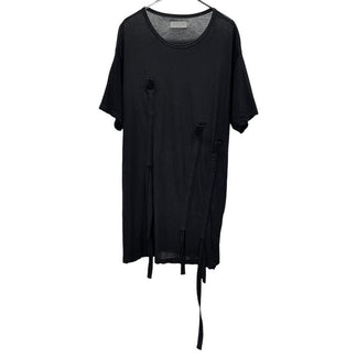 Yohji Yamamoto Pour Homme 22SS 紐調節半袖Tシャツ バイオ強撚コットン天竺テープギャザーカットソー Tee T-shirt テーピング HG-T17-076 定価39,600円 ヨウジヤマモトプールオム メンズ