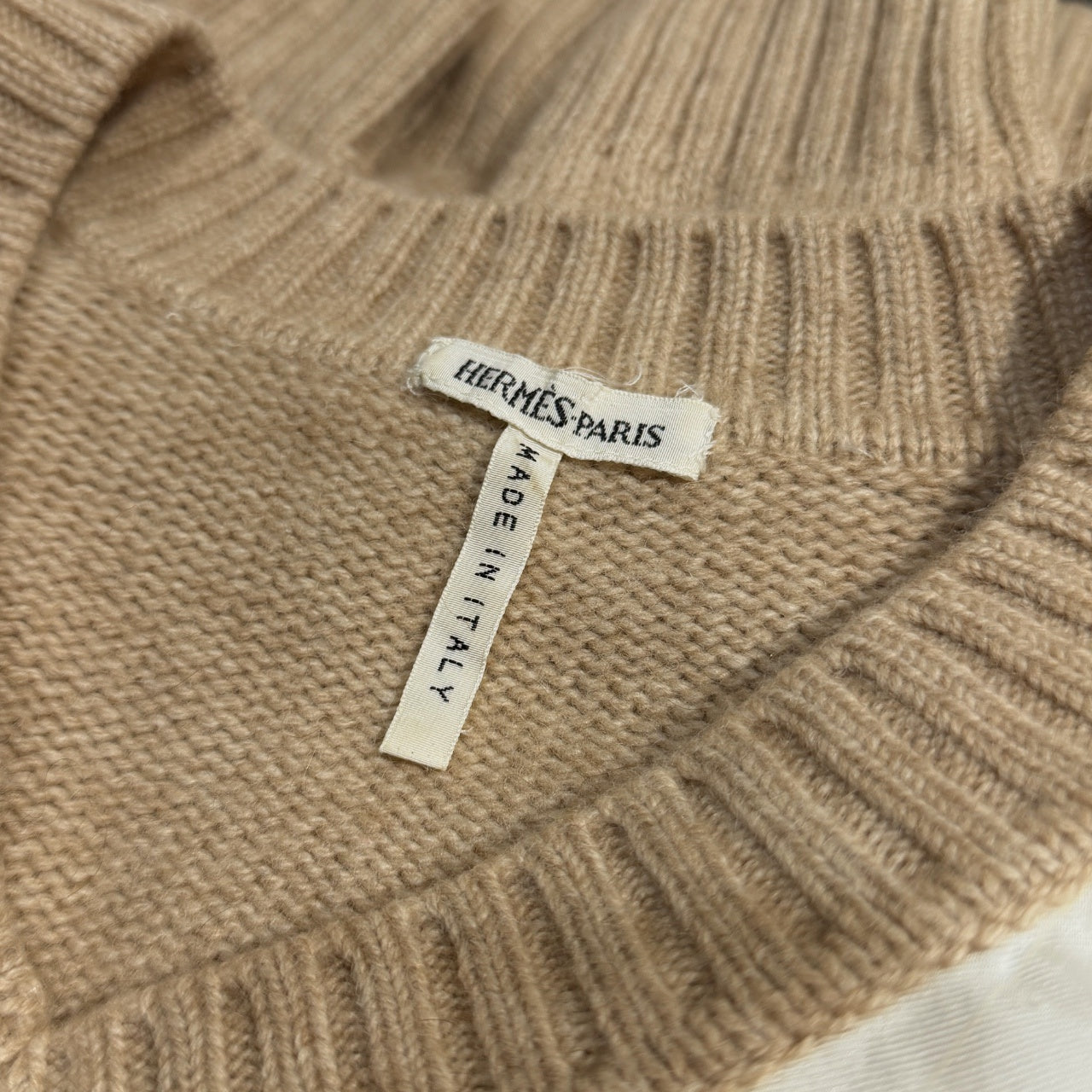 HERMES HERMES FEUX DE L'HIVER Vネック切り替えニット M