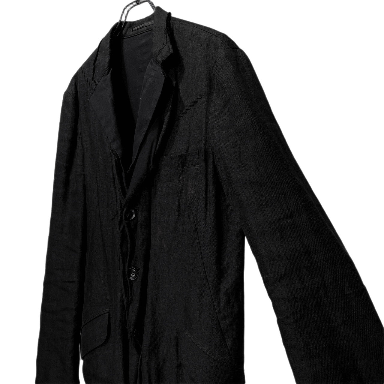 Yohji Yamamoto Pour Homme 22SS 3重レイヤードアシンメトリーカットオフリバーシブルジャケット 3BJ三重裁断 裁ち切り ブルゾン コート アウター HG-J09-800 リネン レーヨン コットン 定価200,200円 ヨウジヤマモトプールオム