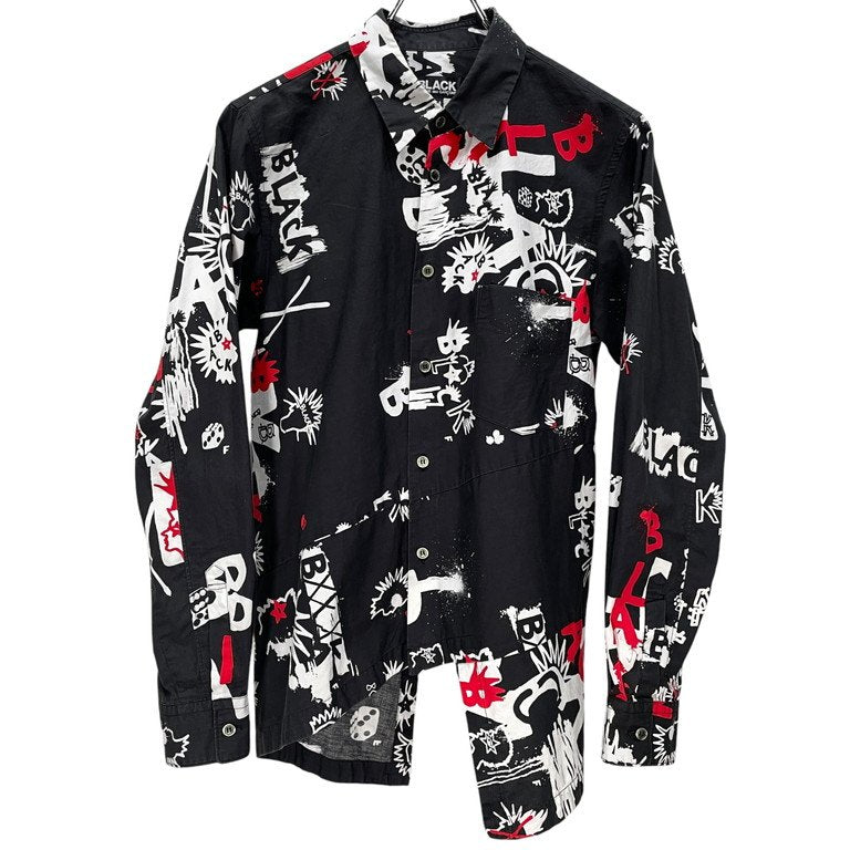 BLACK COMME des GARCONS 16SS ランダムカッティングアートプリントシャツ 変形 総柄 ブラウス トップス ブラック コムデギャルソン メンズ レディース ユニセックス