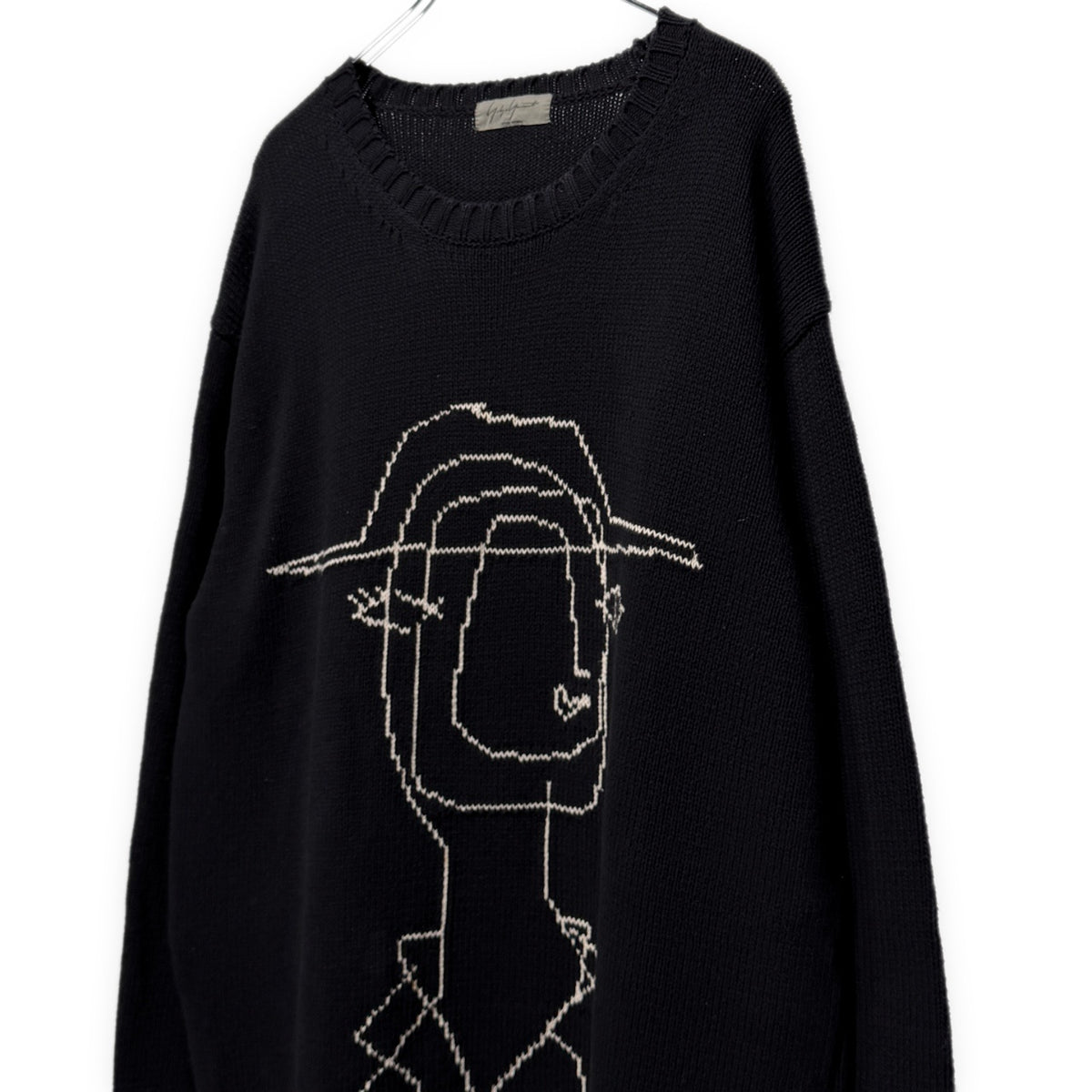 Yohji Yamamoto Pour Homme 16AW 宮沢りえドローイングアート刺繍サイドボタンスリットロングニットセーター トップス Archive HR-K13-092 ヨウジヤマモトプールオム メンズ