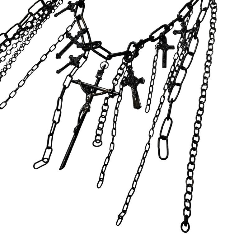 Jean Paul GAULTIER マルチチェーンクロスロザリオネックレス 一点物 激レア 希少 Archive 90s 00s JPG 未使用 十字架 磔刑 ペンダント アクセサリー ジャンポールゴルチエ メンズ レディース ユニセックス