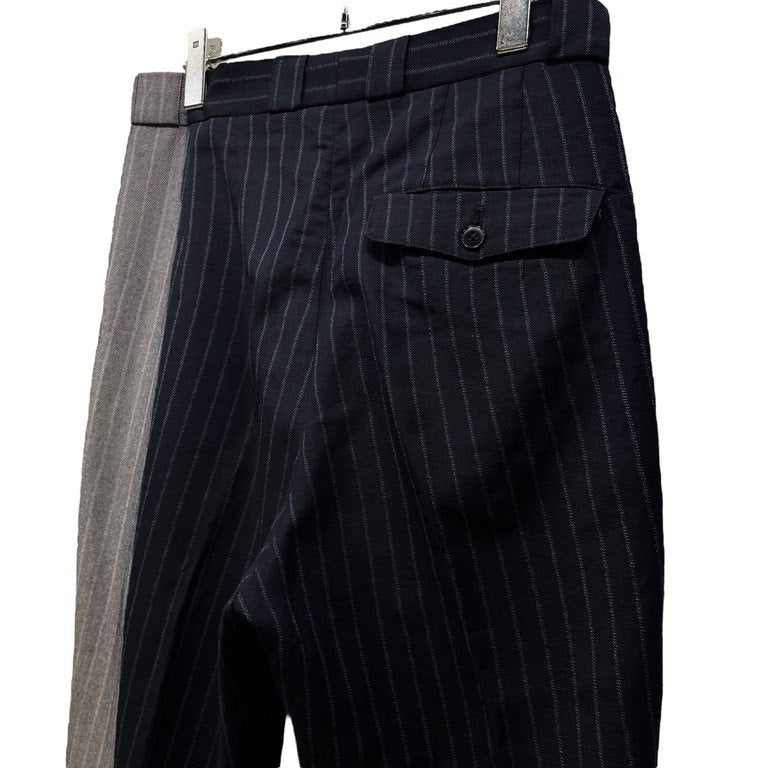 Yohji Yamamoto Pour Homme 96AW 脱色ストライプサスペンダーボタンパンツ 脱色期 ボトムス Archive 90s 名作 ブリーチ スラックス トラウザーズ  ヨウジヤマモトプールオム メンズ