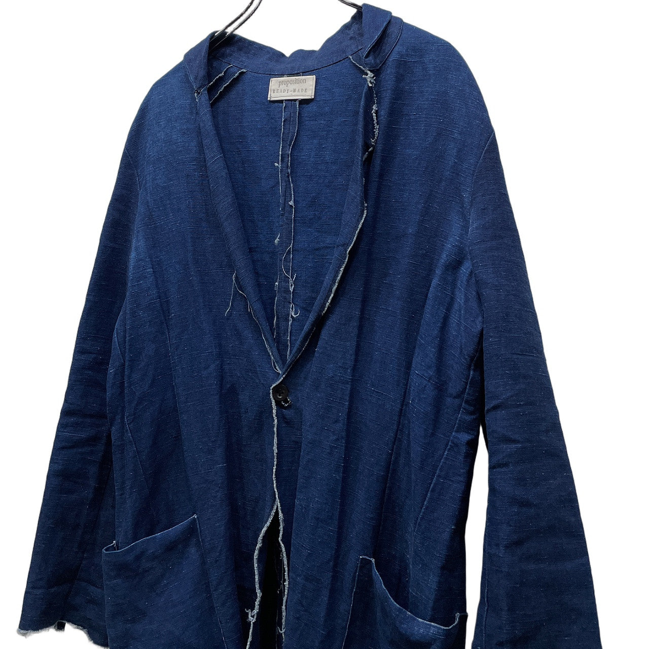 PROPOSITION READY-MADE INDIGO DYED LINEN CUT-OFF TAILORED JACKET インディゴダイリネンカットオフテーラードジャケット プロポジション メンズ