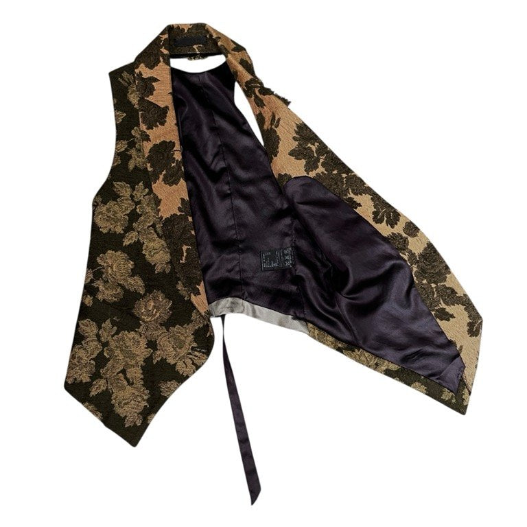 if six was nine ダブルフェイスフラワージャカードアシンメトリーベスト カットオフ ノースリーブ ジャケット アウター 花柄 イフシックスワズナイン メンズ