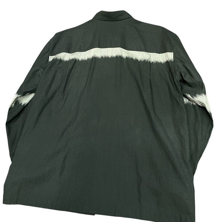 ISSEY MIYAKE ウールコットンラインデザインボックスシルエットシャツ Archive 80s 90s ブラウス ボーダー オーバーサイズ イッセイミヤケ メンズ