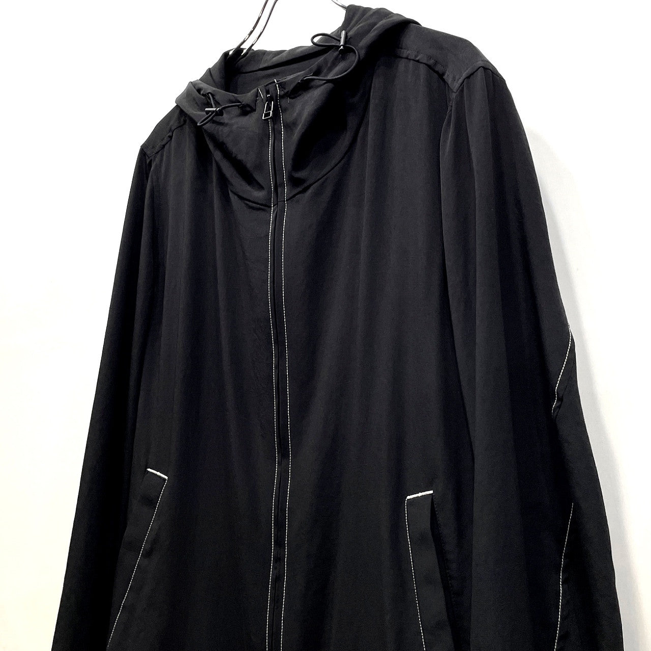 WILDSIDE Yohji Yamamoto 25AW Ta/Pe Crepe de Chine Shell Parka トリアセテートポリエステルクレープデシンハイネックダブルジップブルゾン ジャケット コート アウター 定価61,600円 ワイルドサイド ヨウジヤマモト