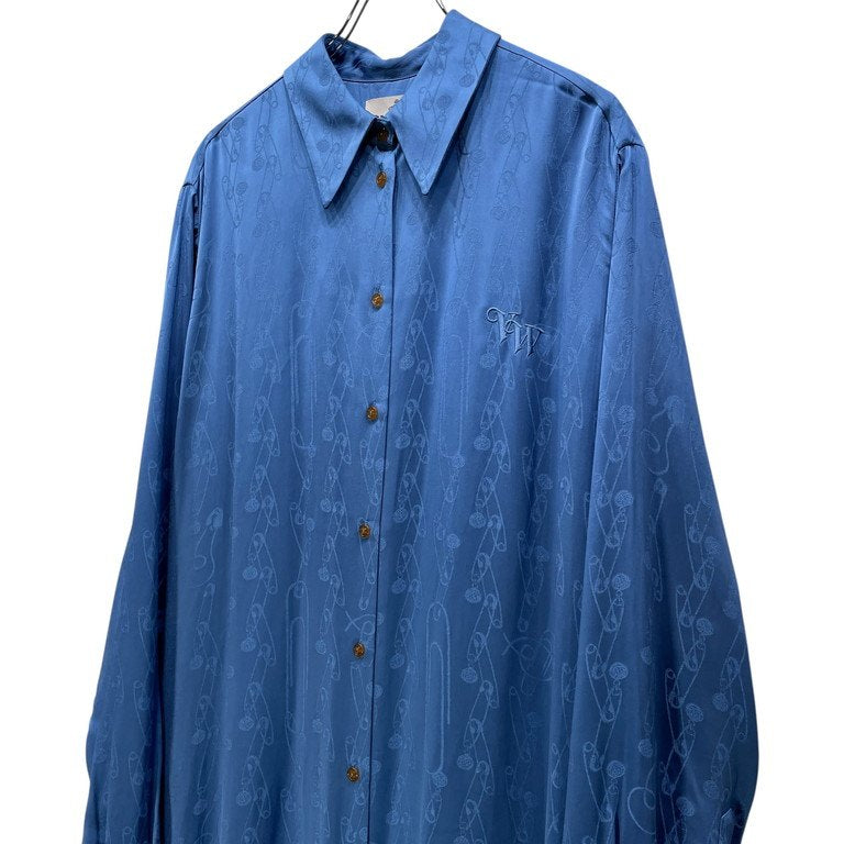 Vivienne Westwood 24AW VW SHIRT DRESS 安全ピンストライプレーヨンスーパーロングシャツワンピース コート 刺繍 トップス ブラウス アウター Archive IMPORT コレクションライン ヴィヴィアンウエストウッド メンズ レディース