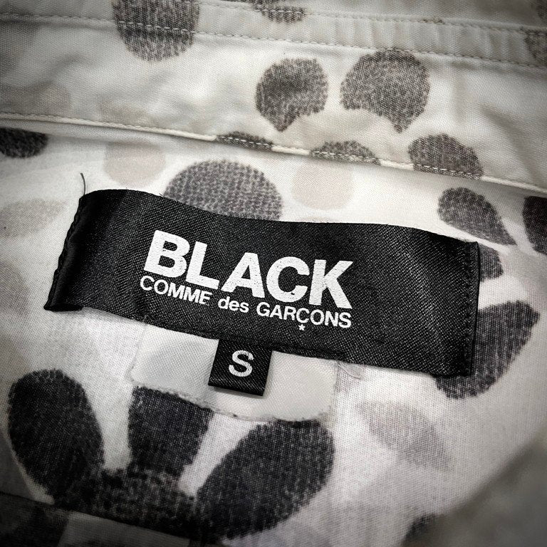 BLACK COMME des GARCONS 12SS コットンブロードチェック花柄切替レギュラーカラーシャツ 総柄 フラワー