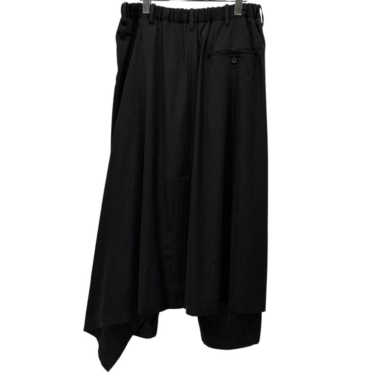 Yohji Yamamoto Pour Homme 21SS トリアセテートポリエステル左ラップクロップドイージーパンツ ボトムス ジップ ウエストゴムシャーリング ドローストリング ヨウジヤマモトプールオム メンズ