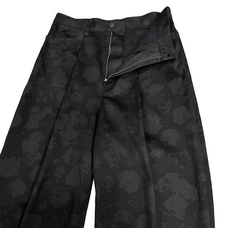 LAD MUSICIAN 18AW ROSE MIX PANTS コットンギャバジンシャドーローズプリントストレッチテーパードワイドパンツ 花柄