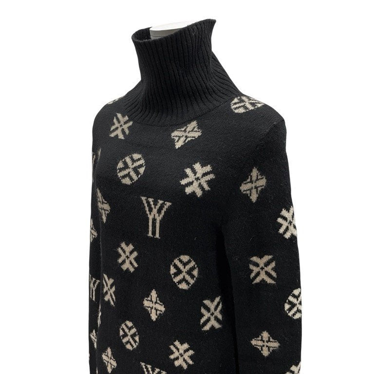 Yohji Yamamoto Femme 07AW YYモノグラムタートルネックロングニットワンピース Archive 総柄 ロゴ セーター トップス アウター ヨウジヤマモトファム レディース