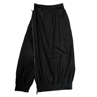 LIMI feu 16AW ウールアシンメトリースカートレイヤードイージーリブパンツ ウエストゴム ドローストリング Yohji Yamamoto ヨウジヤマモト リミフゥ レディース