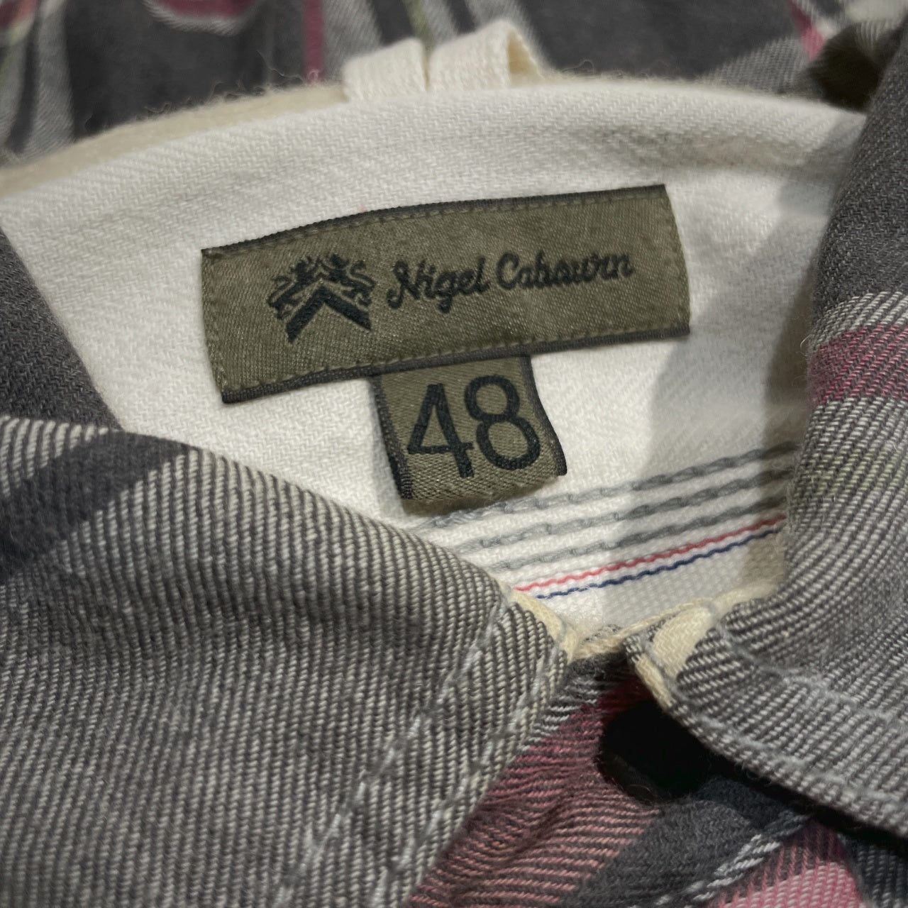 Nigel Cabourn チェックフランネルレザーくるみボタンエルボーパッチシャツ ブラウス トップス ナイジェルケーボン メンズ