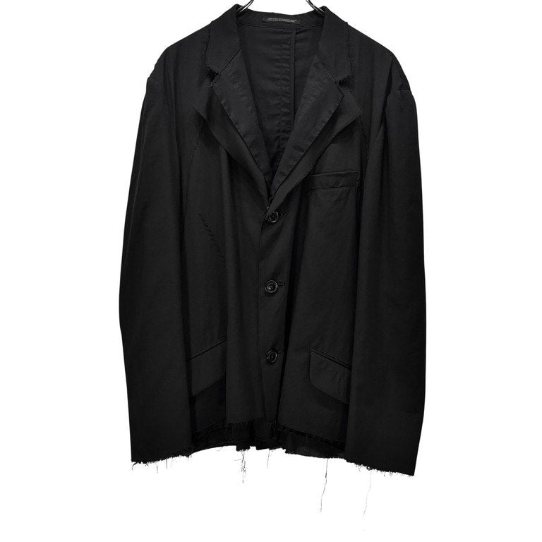 Yohji Yamamoto Pour Homme 15AW ウールギャバジン3重レイヤード裁ち切りテーラードジャケット Archive HY-J22-803 三重 カットオフ リバーシブル 刺繍 ブレザー コート アウター ヨウジヤマモトプールオム メンズ
