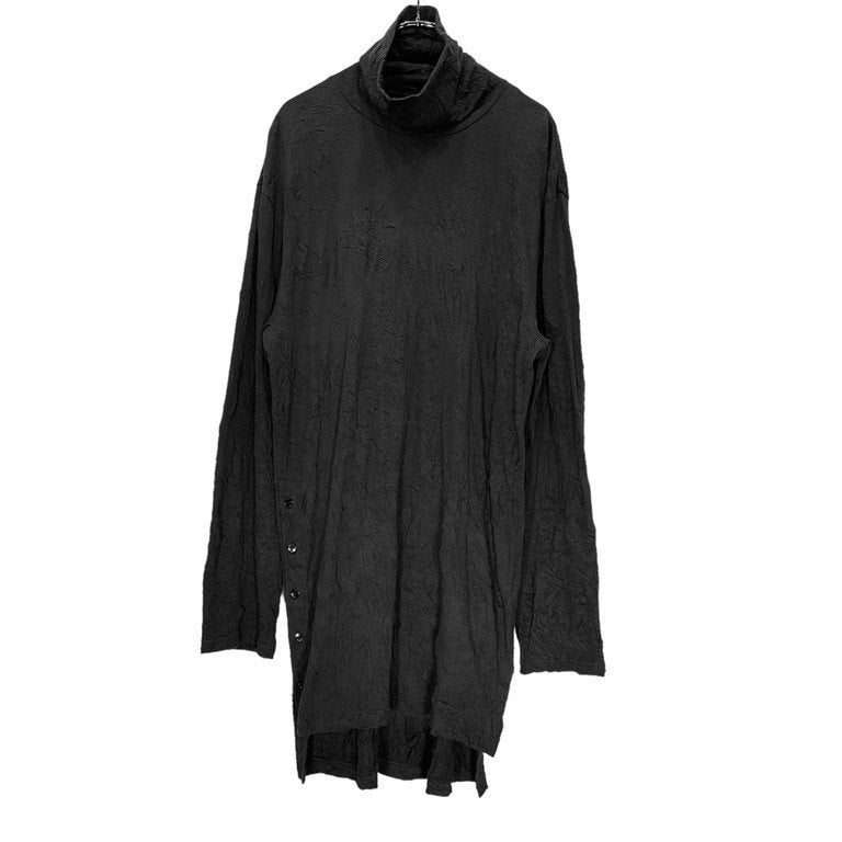 Ground Y C/PE WASHER JERSEY BUTTON OPENED BIG TURTLENECK CUT SEW 皺加工裾ボタンタートルネックTシャツ シワハイネックカットソー