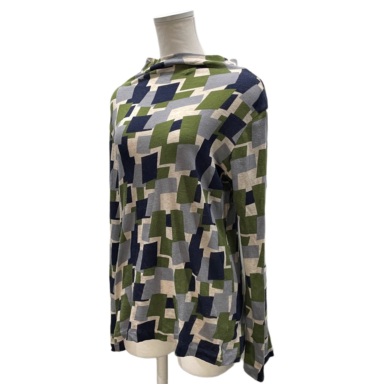 Y's コットンカシミヤパッチワーク風プリントハイネックカットソー Tシャツ ニットセーター トップス 総柄 カシミア Yohji Yamamoto Femme ワイズ ヨウジヤマモトファム レディース